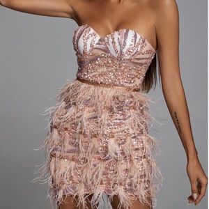 CUTE FUN SEQUIN FEATHER MINI DRESS